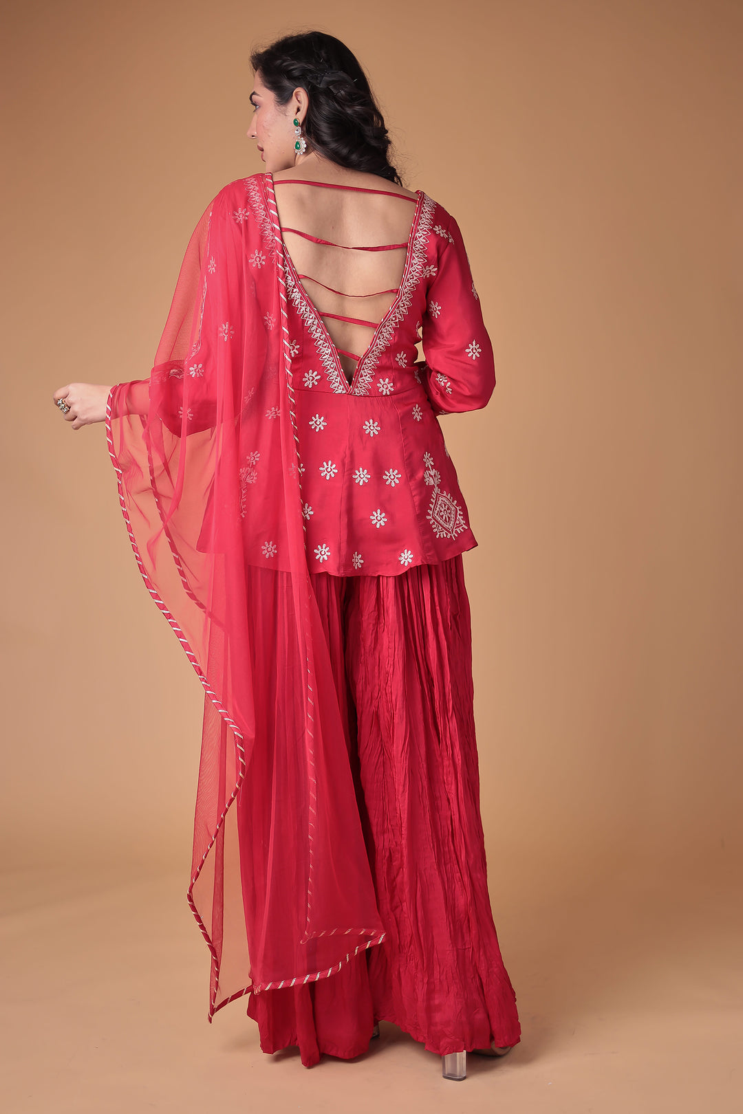 Peplum Silk Suit with Pittan work