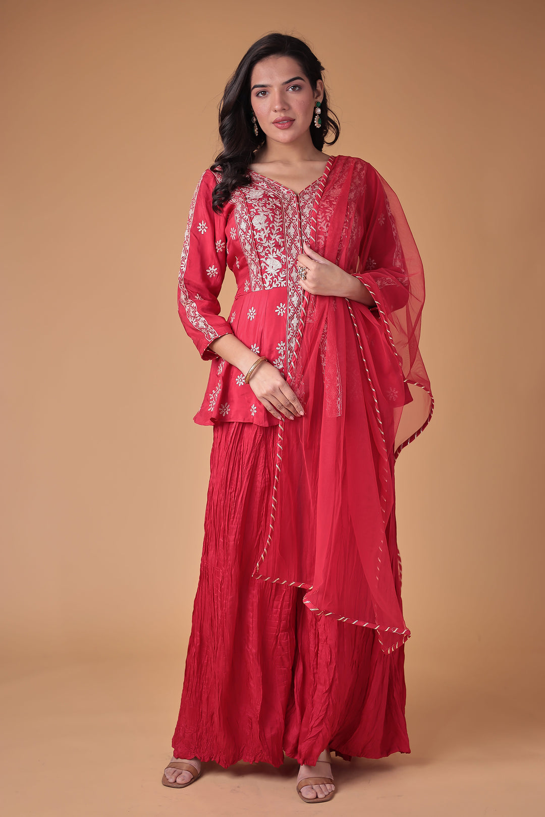 Peplum Silk Suit with Pittan work