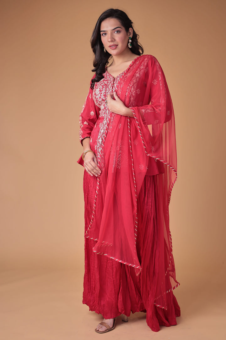 Peplum Silk Suit with Pittan work