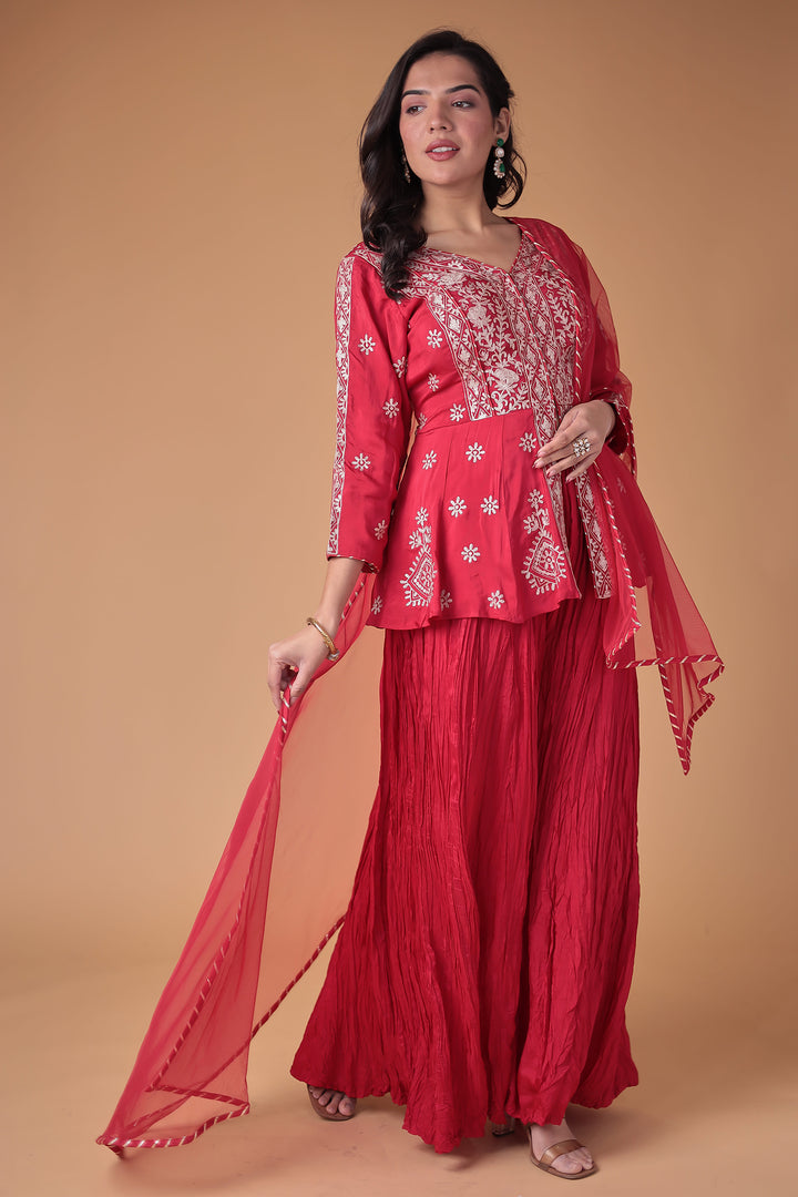 Peplum Silk Suit with Pittan work