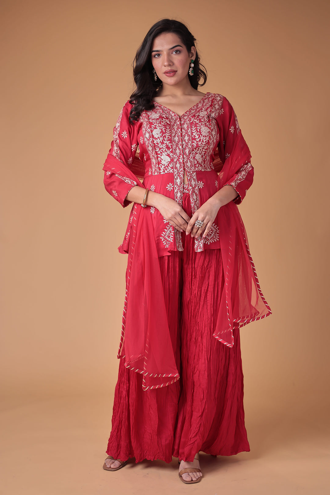 Peplum Silk Suit with Pittan work