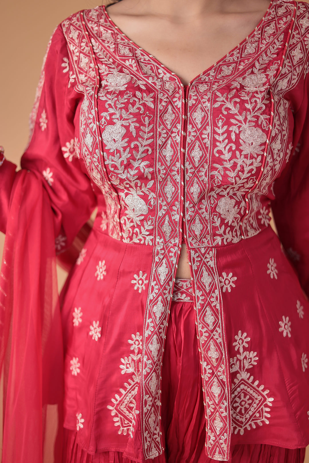 Peplum Silk Suit with Pittan work