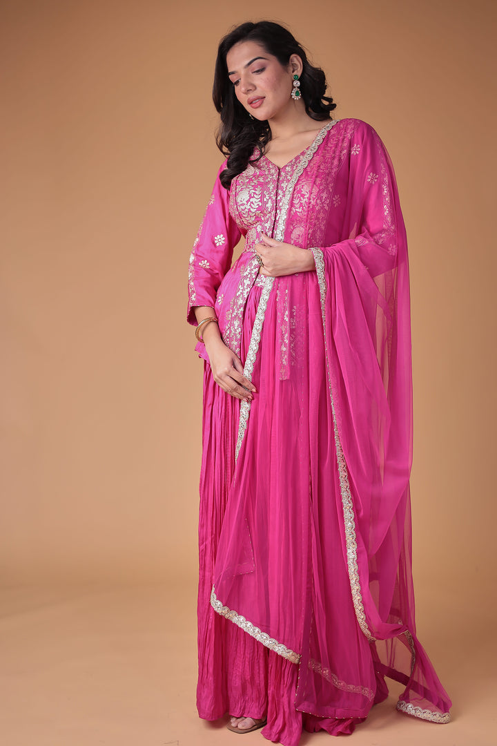 Peplum Silk Suit with Pittan work