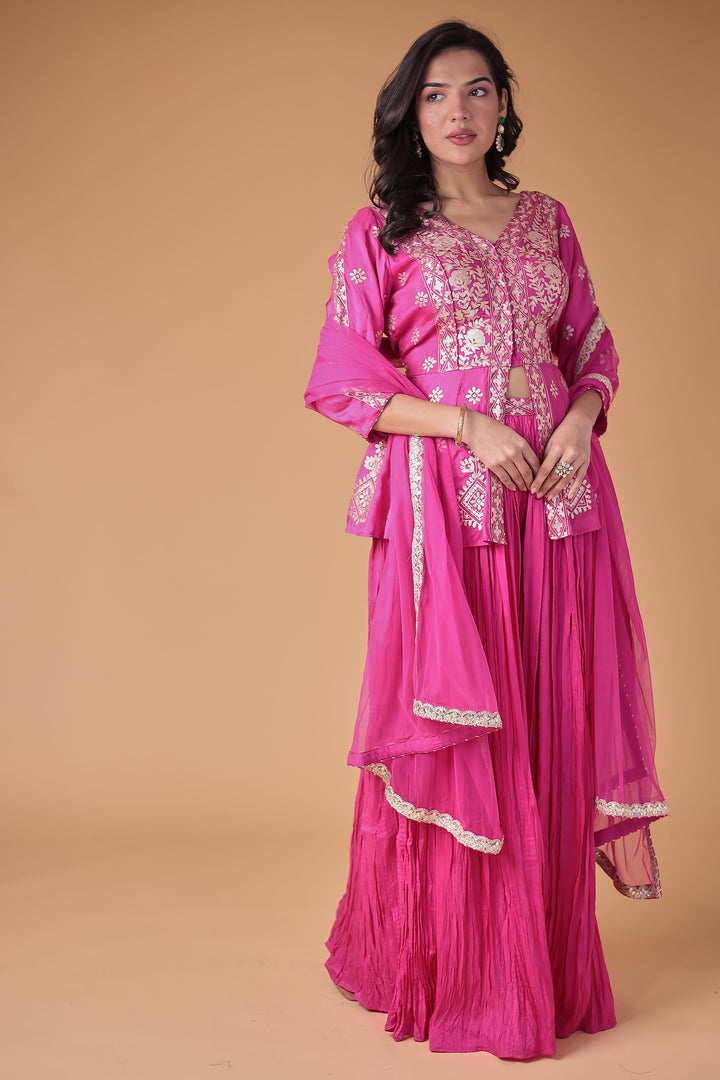 Peplum Silk Suit with Pittan work