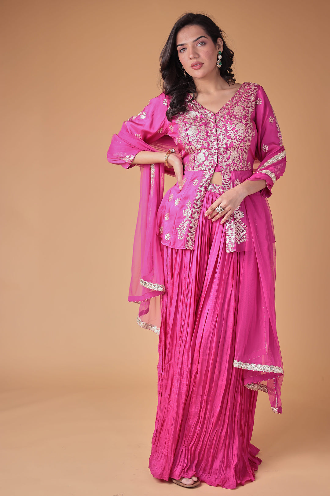 Peplum Silk Suit with Pittan work