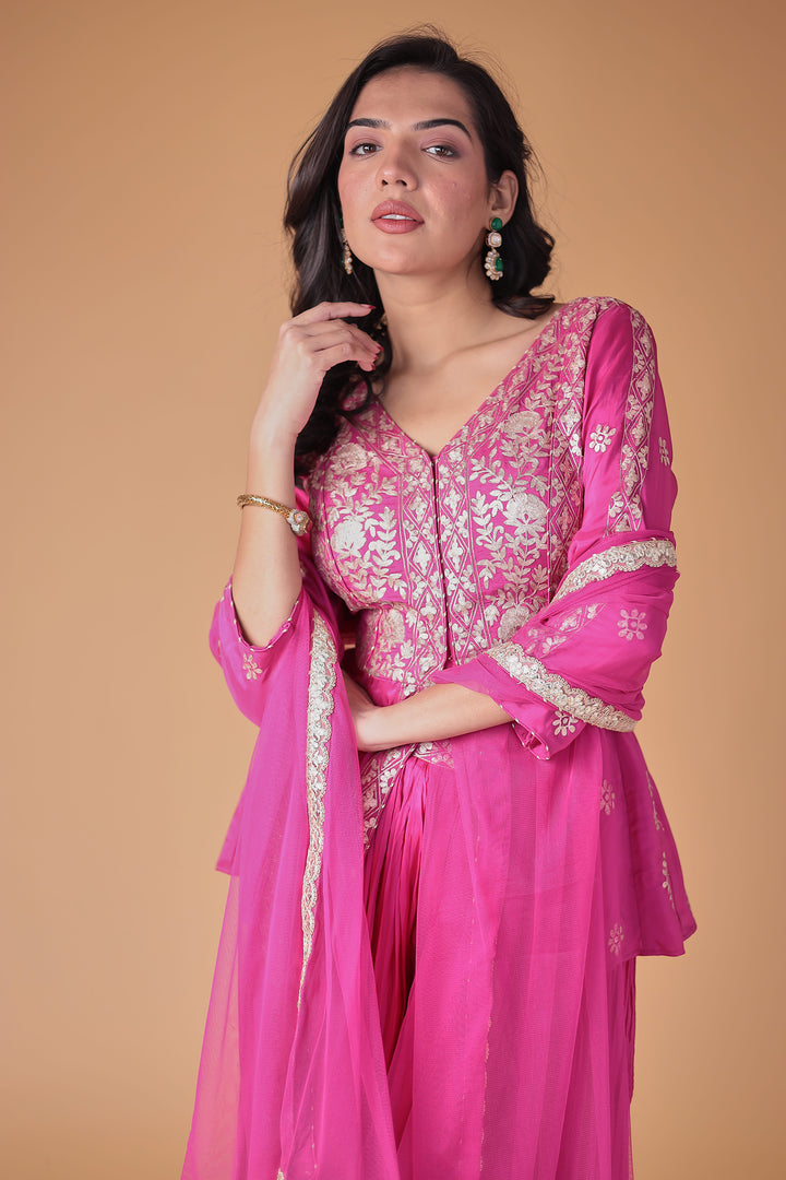 Peplum Silk Suit with Pittan work