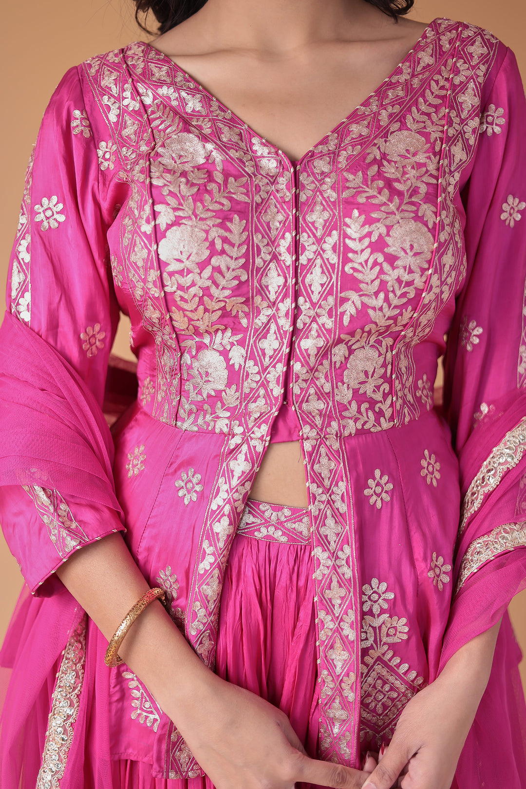 Peplum Silk Suit with Pittan work