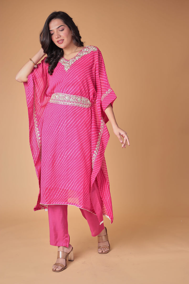 Kaftan Style Georgette Mothra Suit with Gota Patti Work