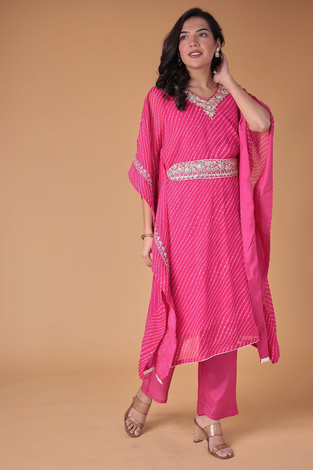 Kaftan Style Georgette Mothra Suit with Gota Patti Work