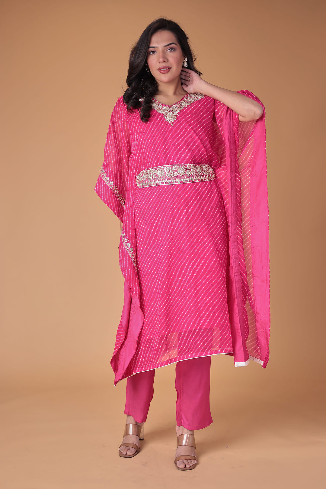 Kaftan Style Georgette Mothra Suit with Gota Patti Work