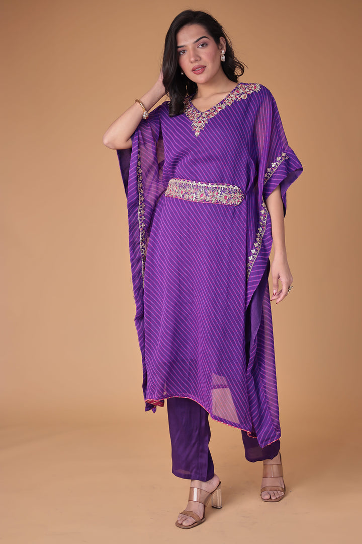 Kaftan Style Georgette Mothra Suit with Gota Patti Work