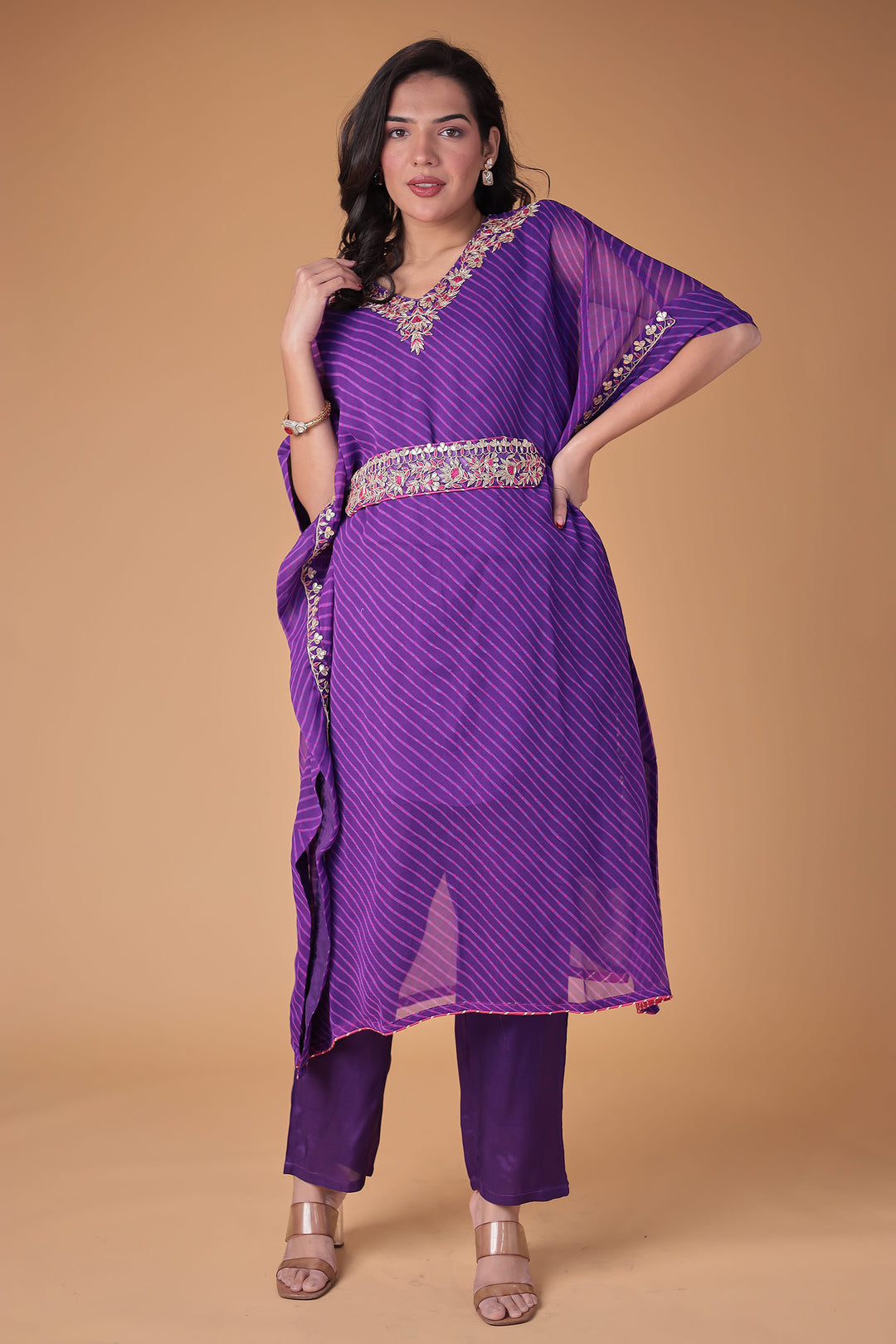 Kaftan Style Georgette Mothra Suit with Gota Patti Work