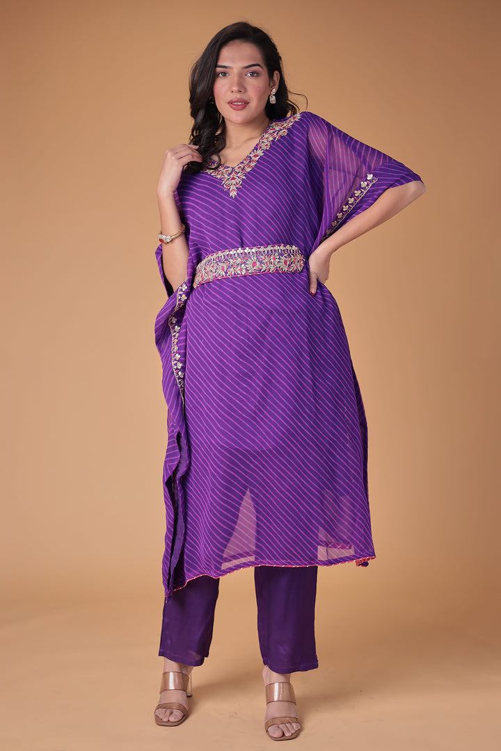 Kaftan Style Georgette Mothra Suit with Gota Patti Work