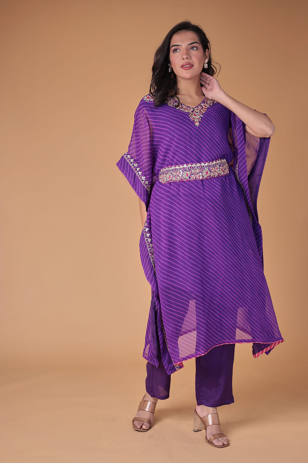 Kaftan Style Georgette Mothra Suit with Gota Patti Work