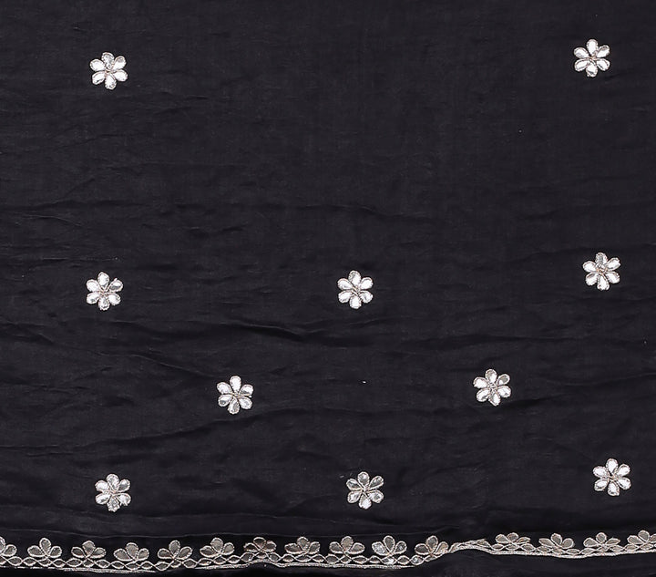 Bandhej Black Ghatchola Silk Saree with Gota Patti work