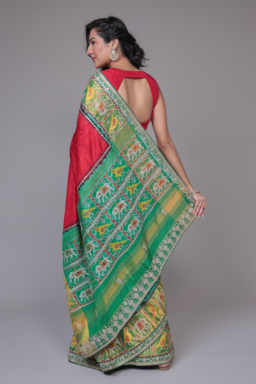 Bandhej Patola Silk Saree with Gota Patti work