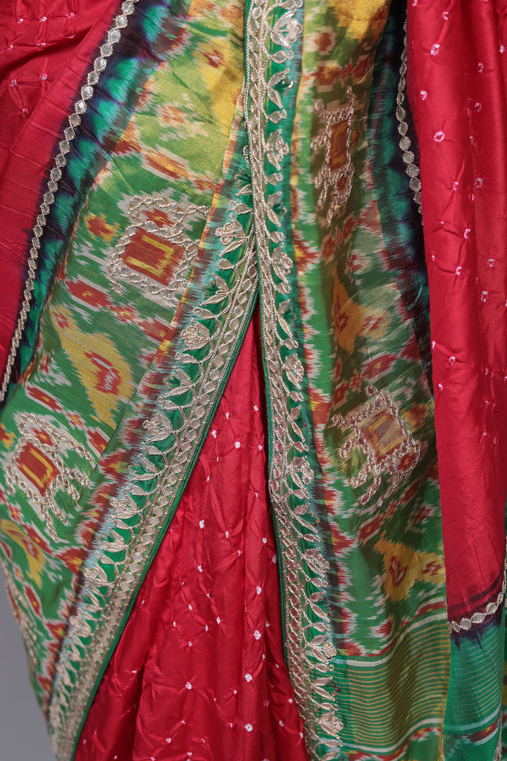 Bandhej Patola Silk Saree with Gota Patti work