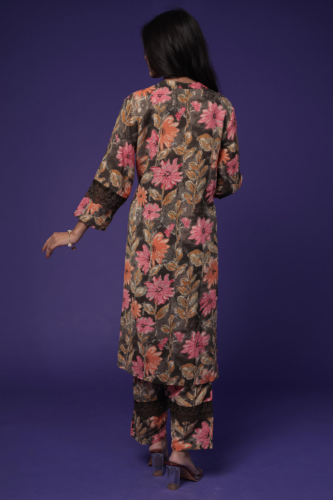 Printed Silk Blend Kurta Set Stitched