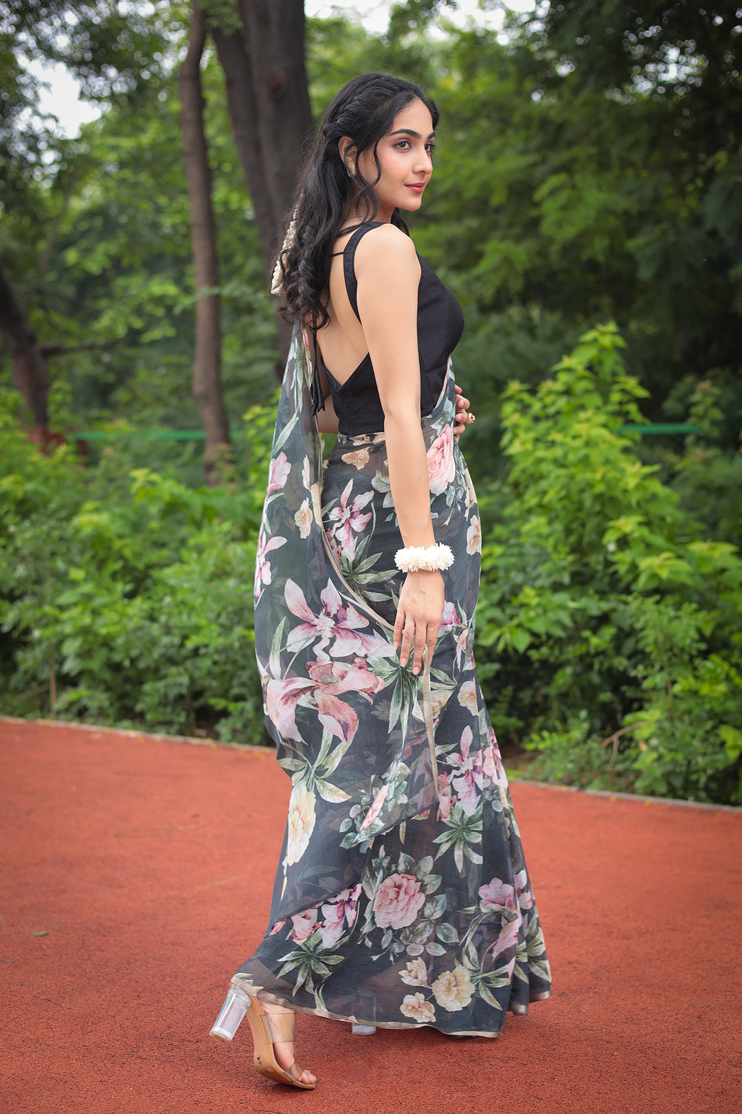 Floral Printed Chiffon Saree