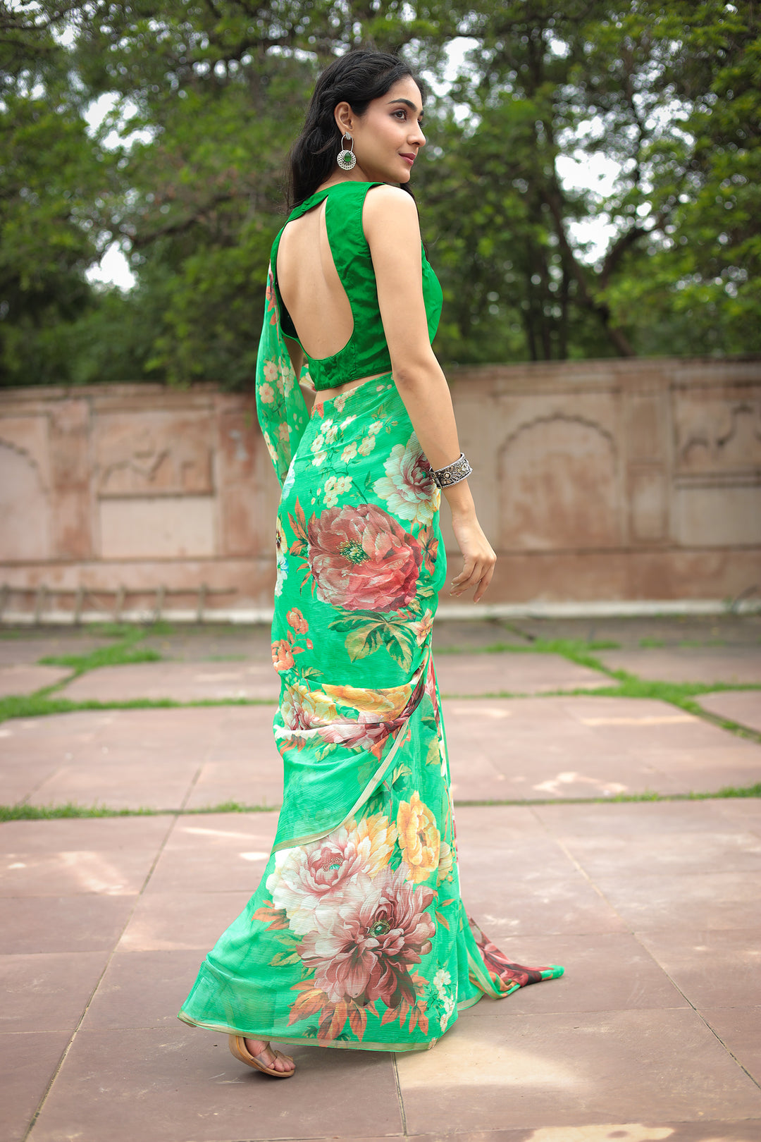 Floral Printed Chiffon Saree