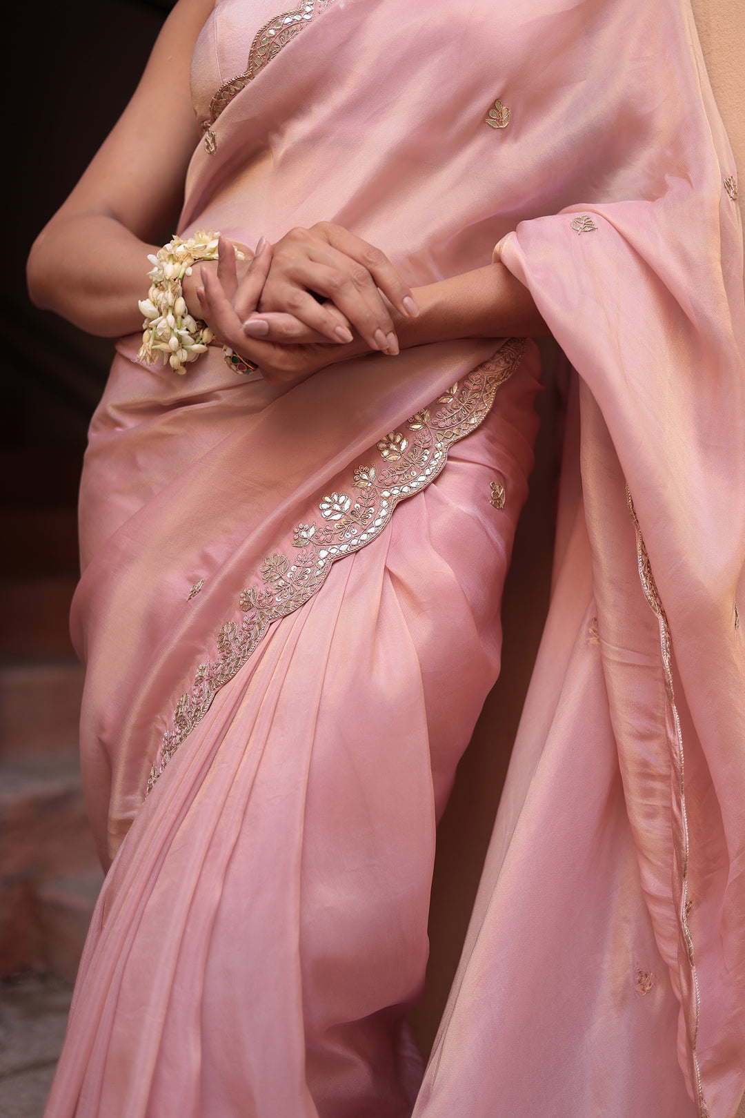 Tissue Saree with Gota Patti and Embroidered work