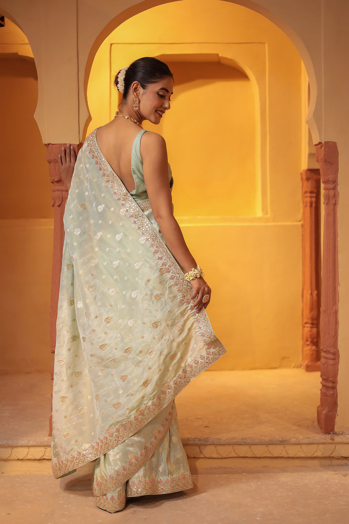 Banarasi Tissue Saree with Gota Patti and Embroidered work