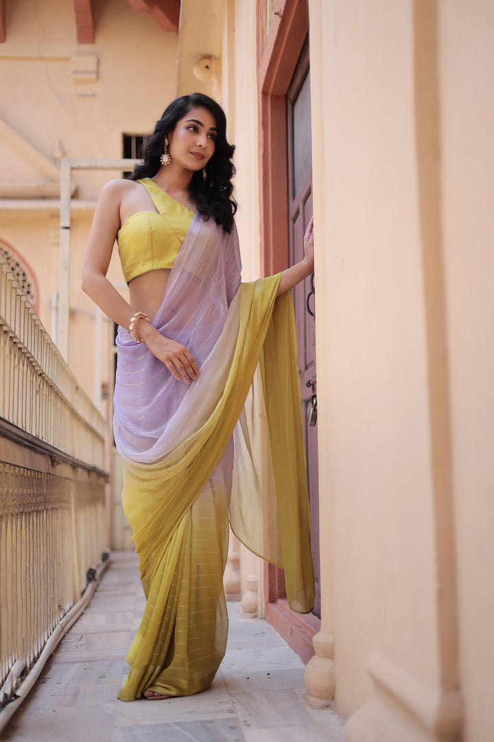 Ombre Chiffon Saree with Lurex work