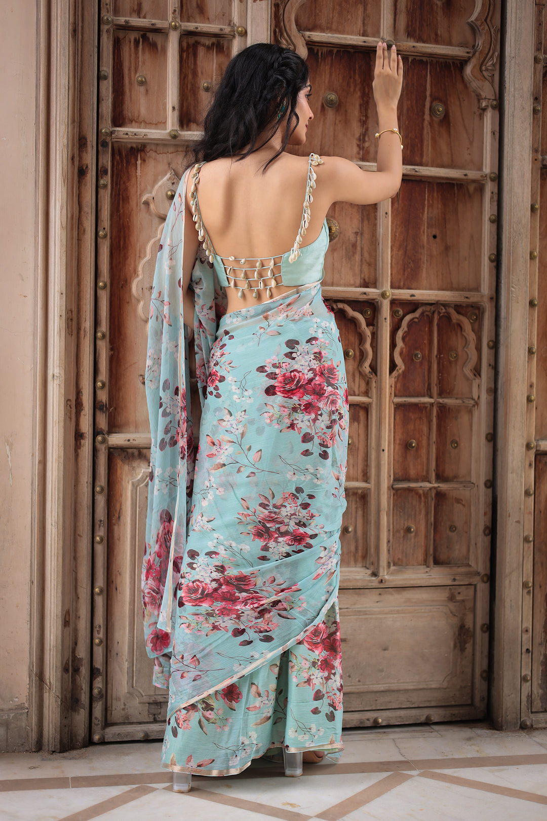 Floral Printed Chiffon Saree