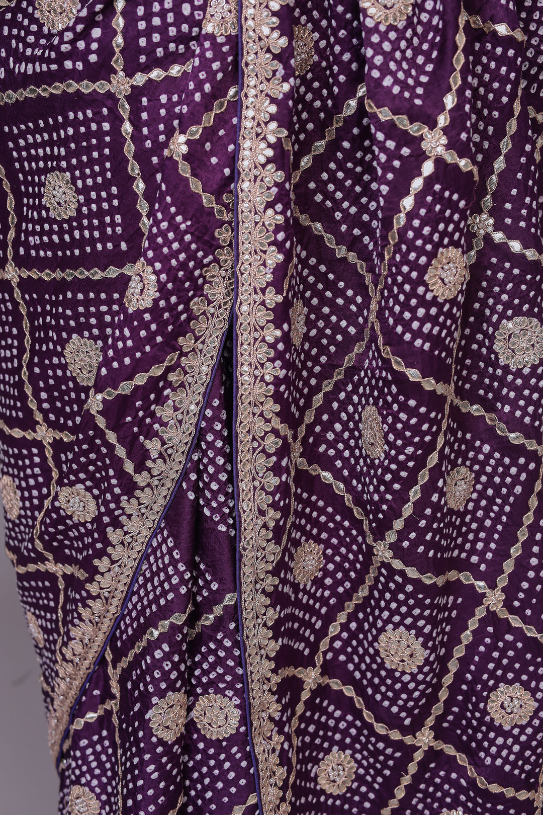 Bandhej Silk Saree with Gota Patti work