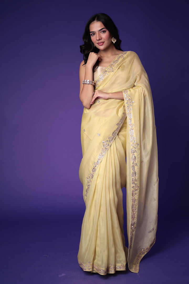 Indian Wear, Sarees, Sadi, Sari, Stylist Saree, Saree for Wedding, Branded Saree, Zari Sarees, Womesn Wear, Ethnic Wear, Traditional Wear, tissue saree, gota patti saree