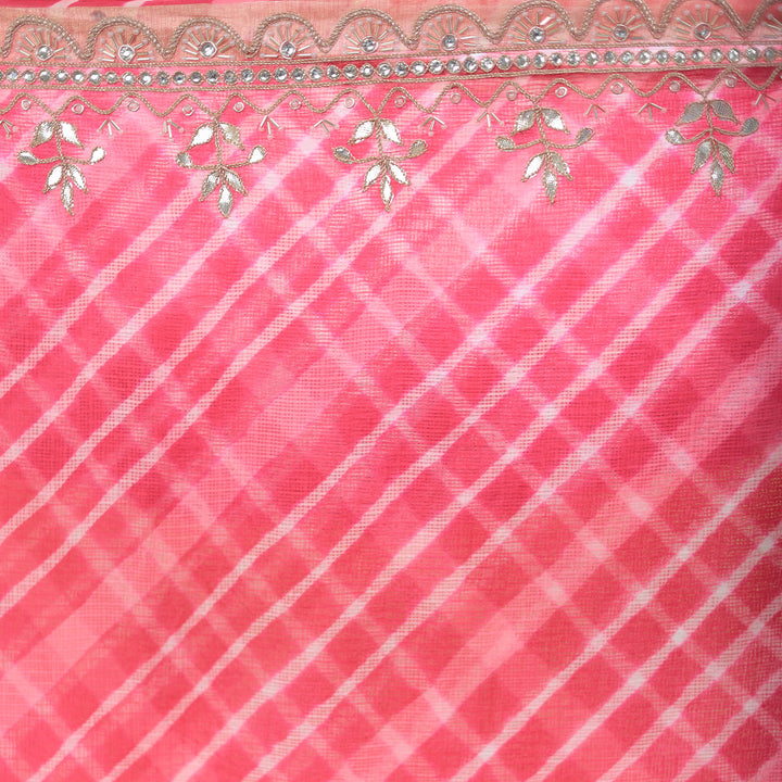 Leheriya Kota doria Saree with Gota work