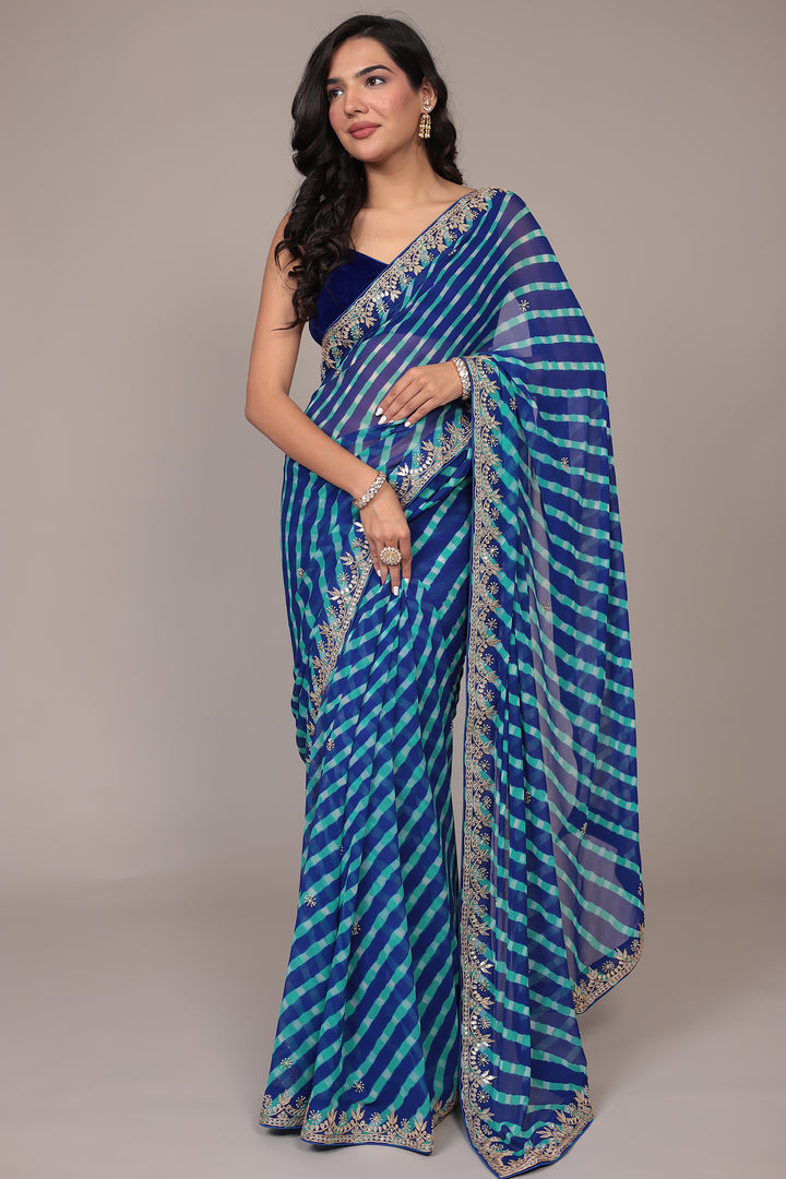 Leheriya Georgette Saree with Gota Patti work