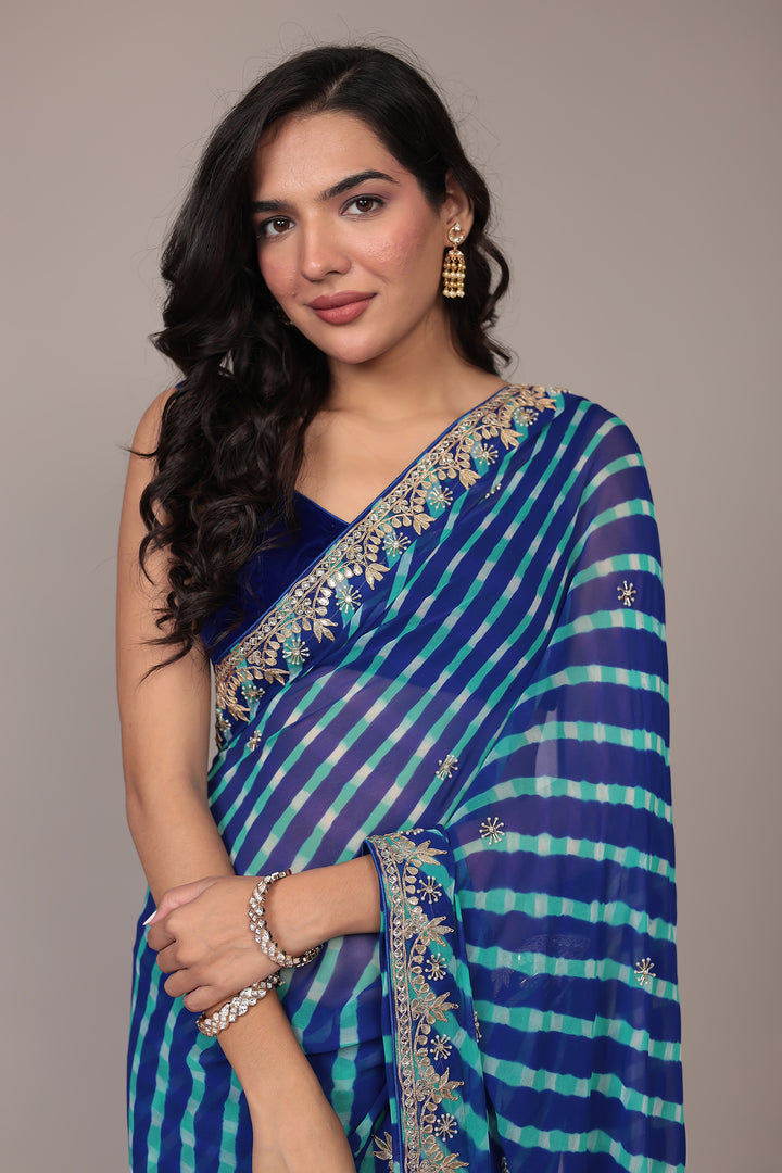 Leheriya Georgette Saree with Gota Patti work