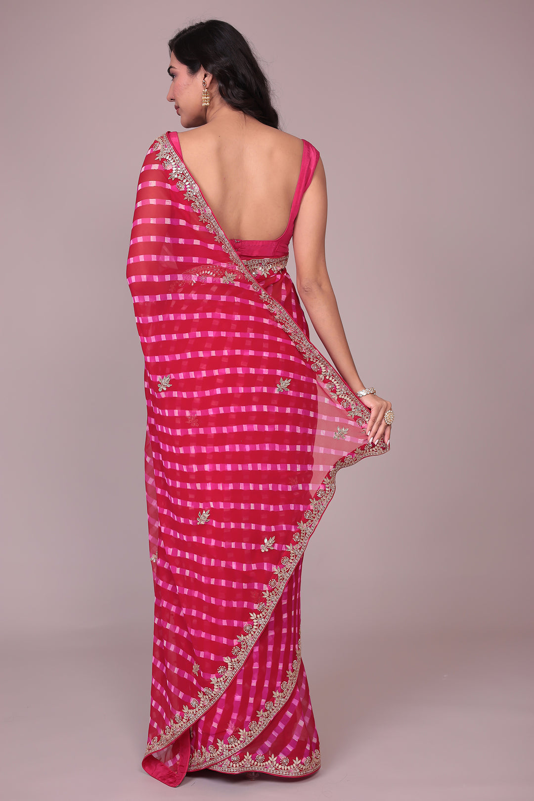 Leheriya Georgette Saree with Gota Patti work