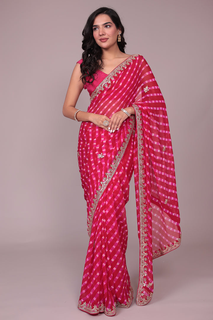 Leheriya Georgette Saree with Gota Patti work