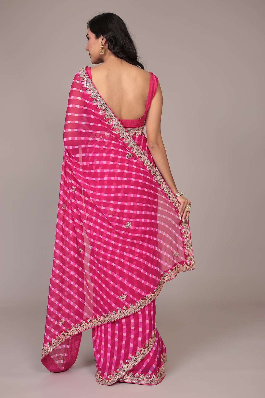 Leheriya Georgette Saree with Gota Patti work