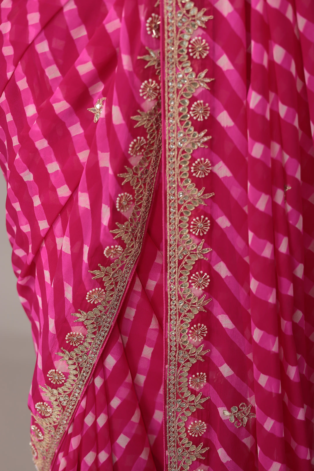 Leheriya Georgette Saree with Gota Patti work