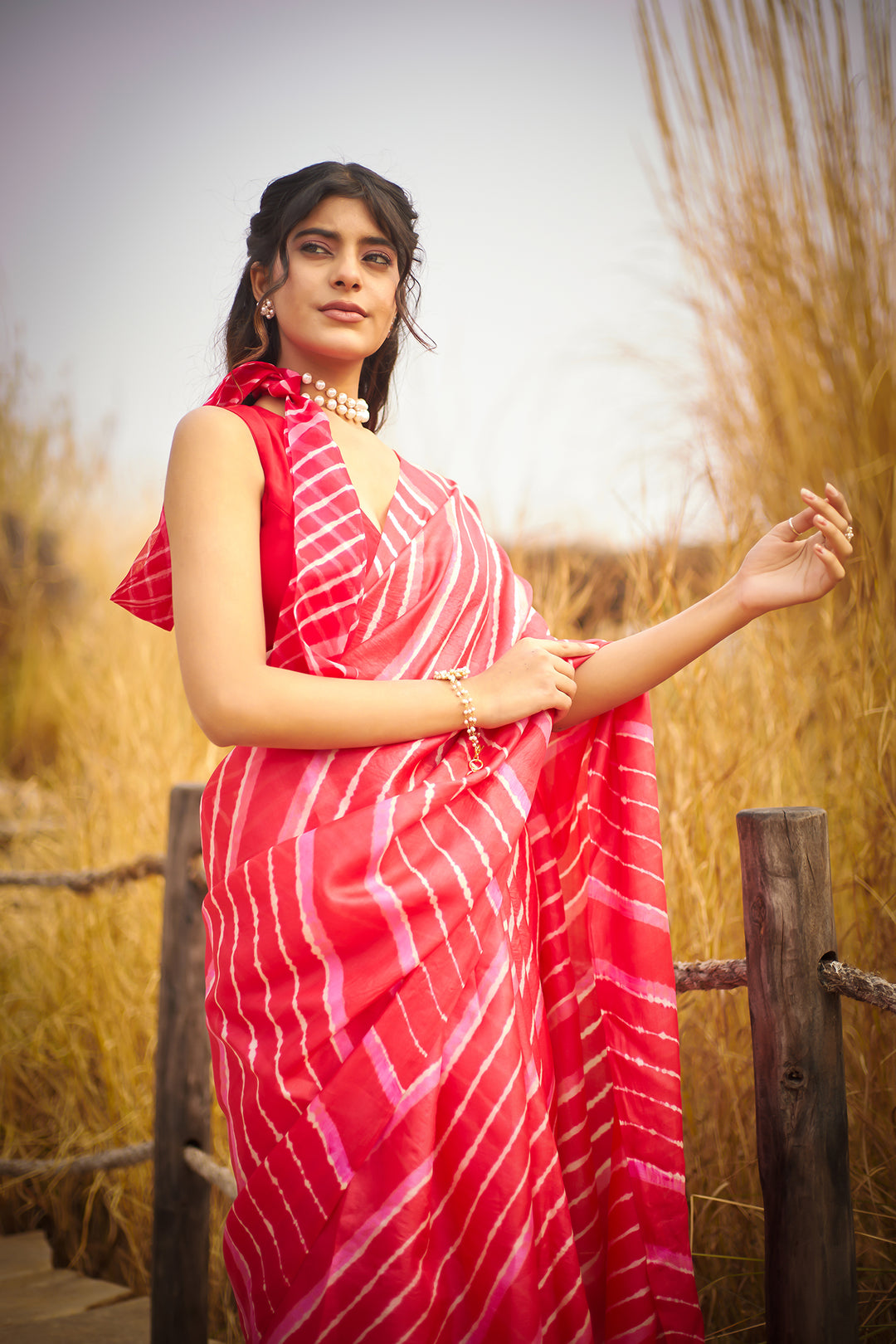 Tussar Silk Saree in Leheriya Print