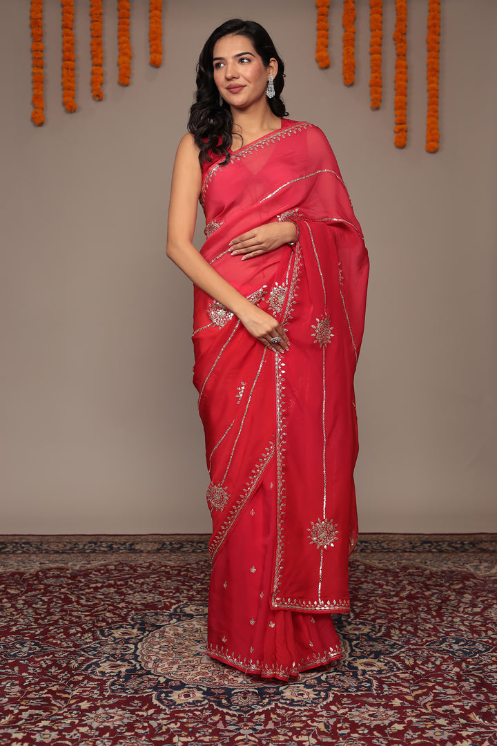 Organza Saree Embellished with Gota Patti work