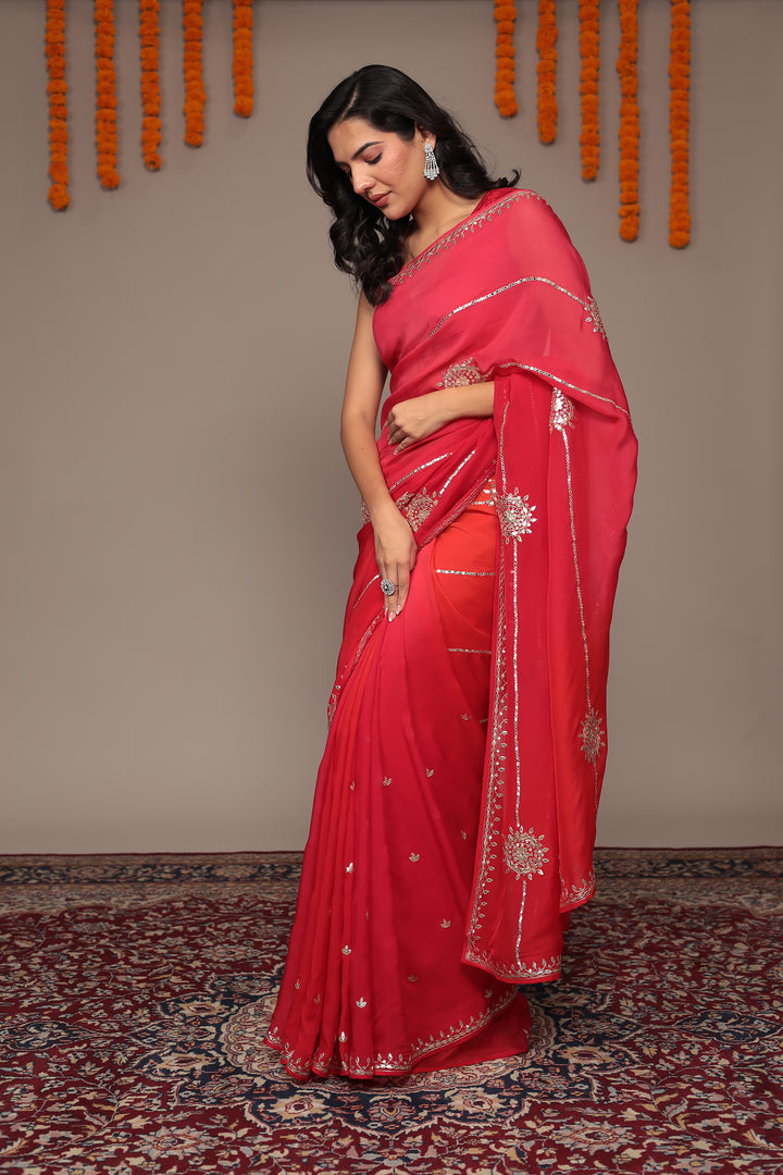 Organza Saree Embellished with Gota Patti work