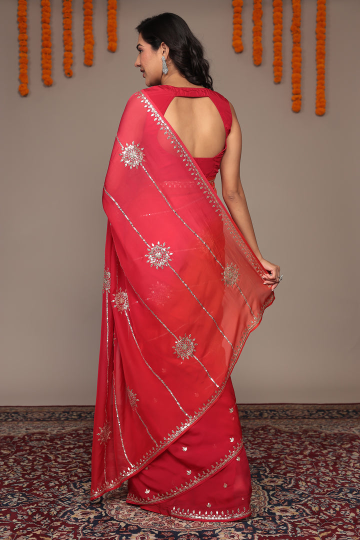 Organza Saree Embellished with Gota Patti work