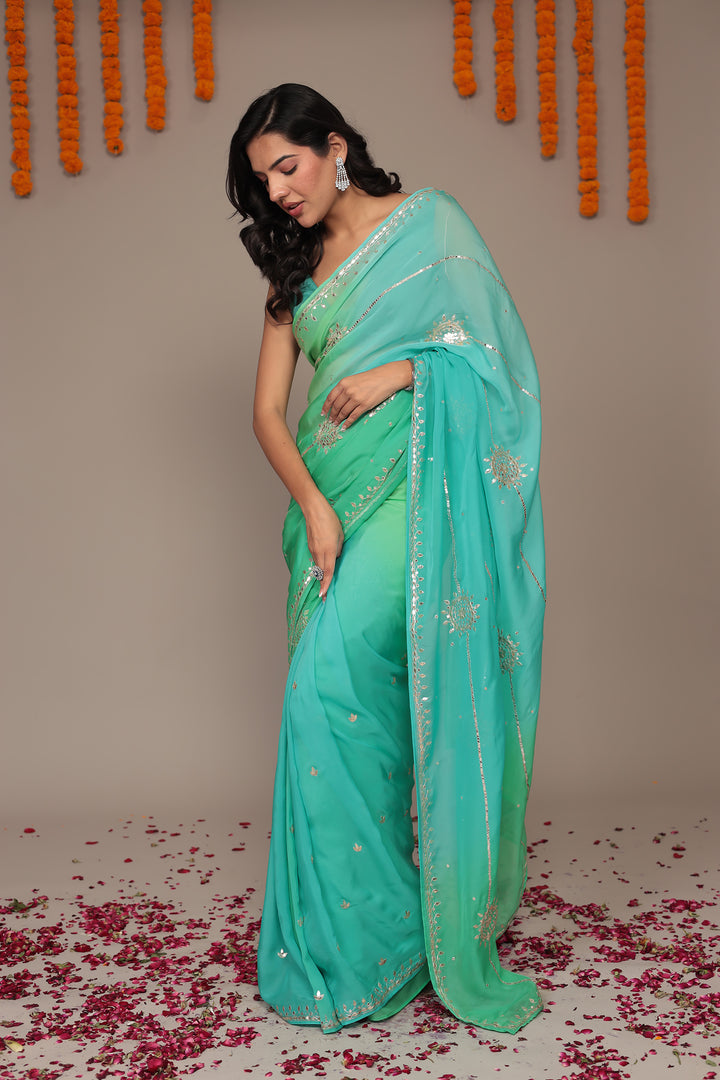 Organza Saree Embellished with Gota Patti work