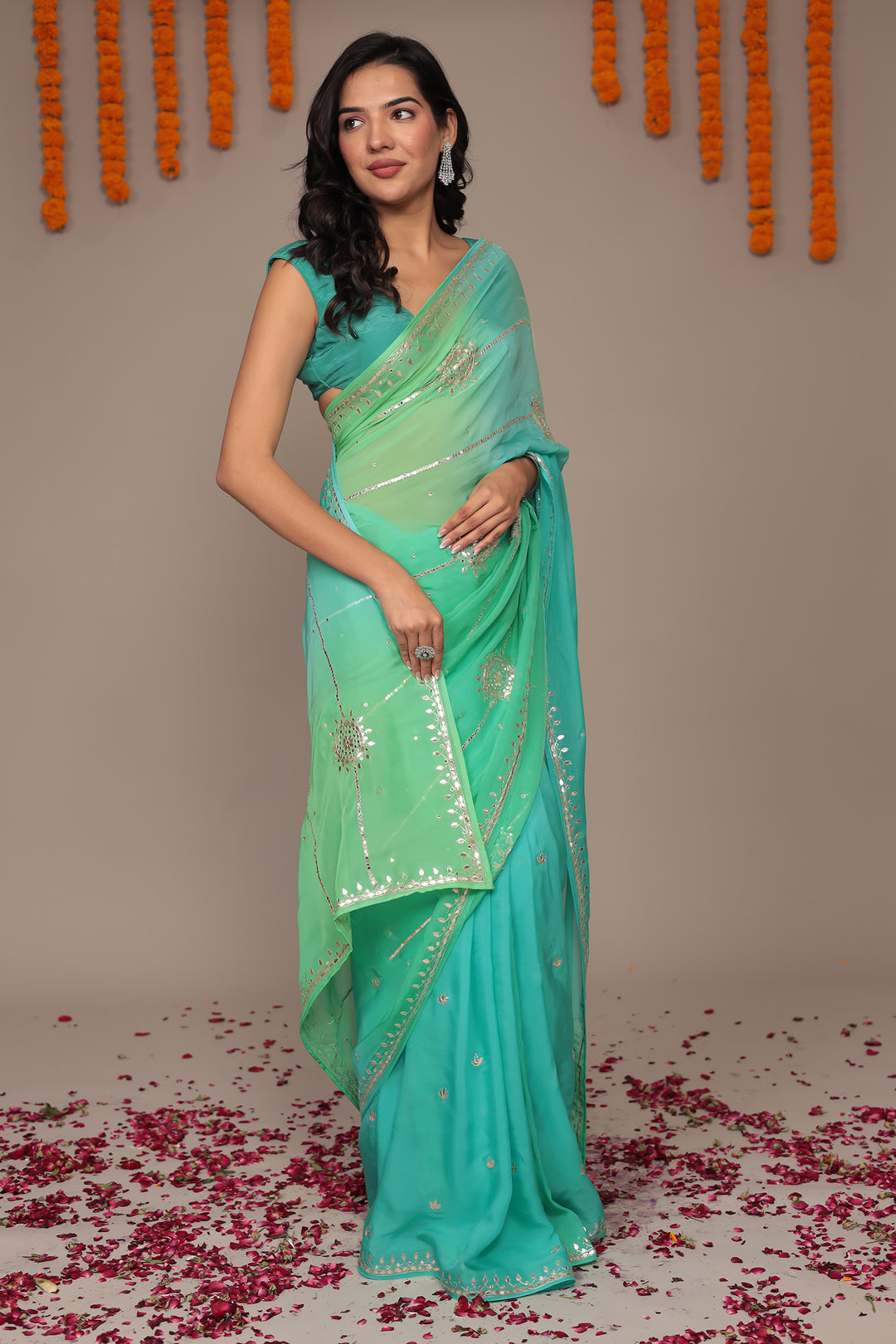 Organza Saree Embellished with Gota Patti work