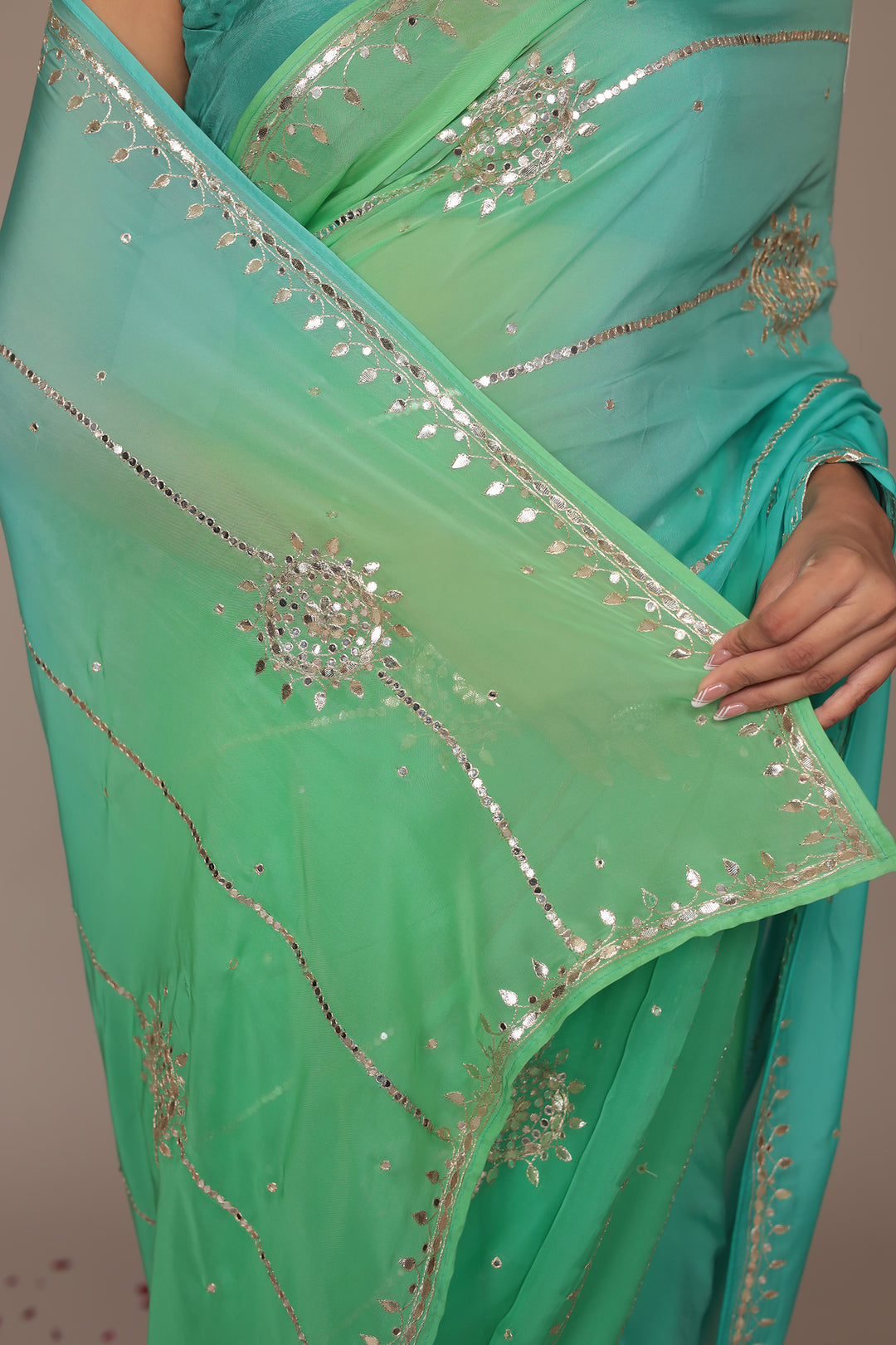 Organza Saree Embellished with Gota Patti work