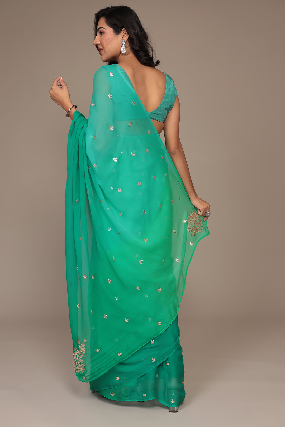 Silk Saree Embellished with Gota Patti work