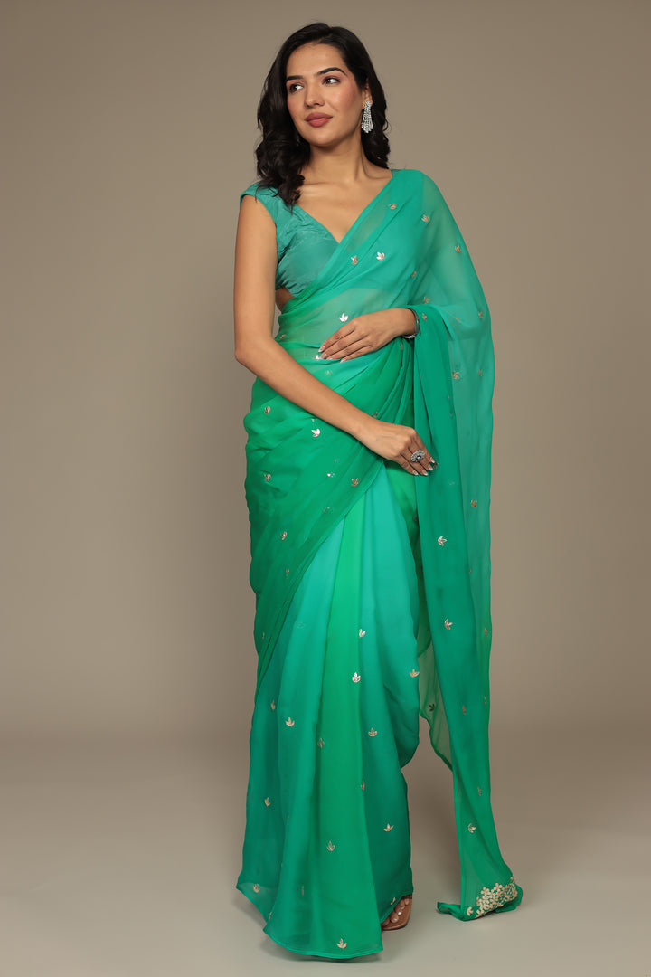 Silk Saree Embellished with Gota Patti work