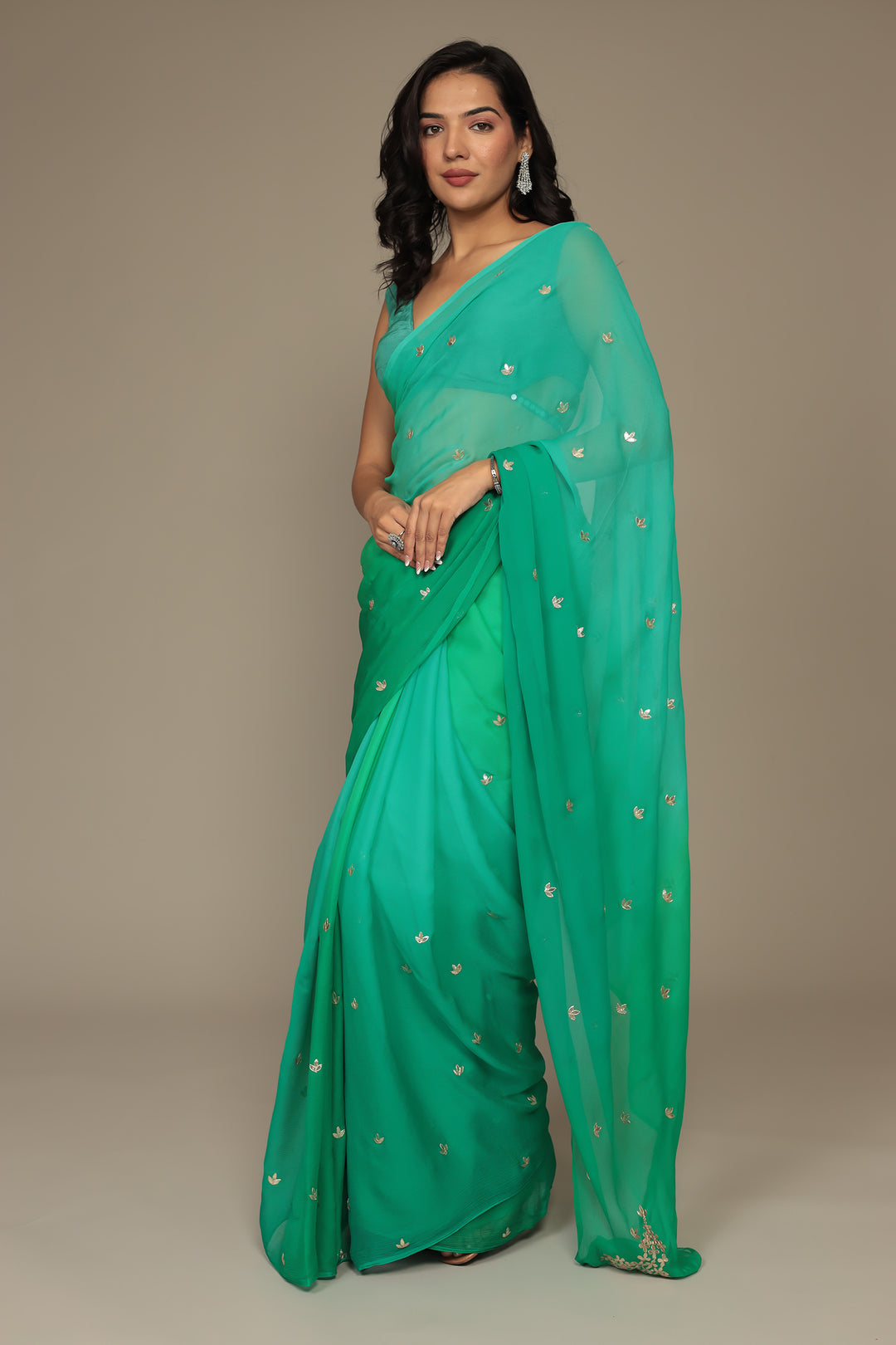 Silk Saree Embellished with Gota Patti work