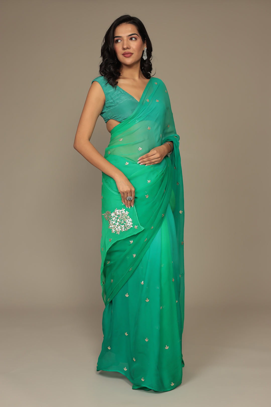 Silk Saree Embellished with Gota Patti work