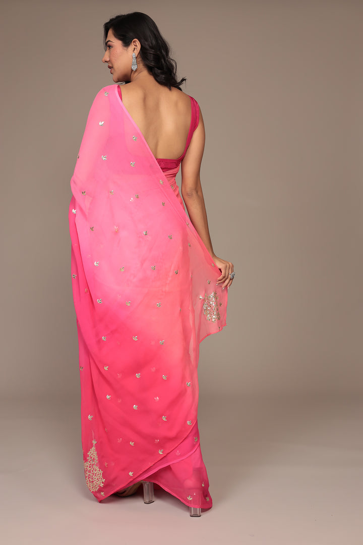 Silk Saree Embellished with Gota Patti work