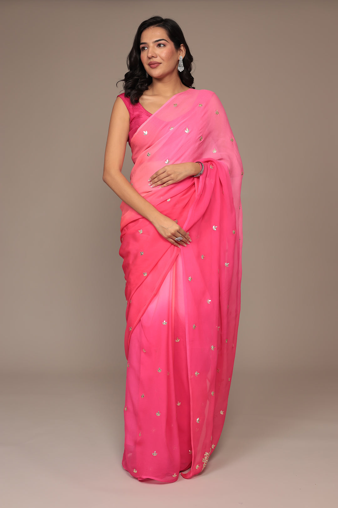 Silk Saree Embellished with Gota Patti work